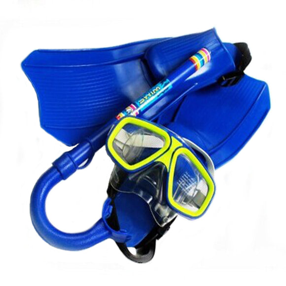 Children Diving Swimming Set 3PCS Goggles Mask+Dry Snorkel+Flippers