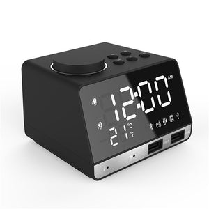 LED Display Dual Alarm Clock Dual Units Wireless bluetooth Speaker FM Radio USB Port Bass Speaker