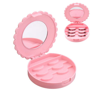 Empty Pink Bowknot False Eyelashes Container Case Collection Box Makeup Cosmetics Tool