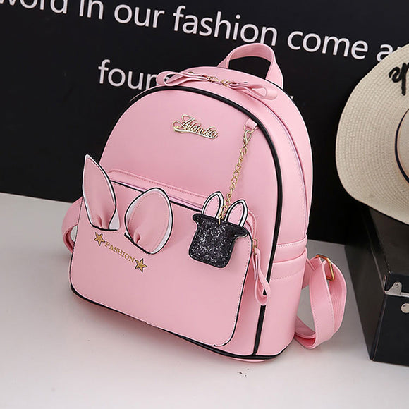 Women Cartoon PU Waterproof Cute Embroidered Backpack Shoulder Bag