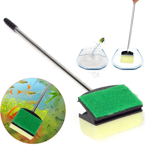 Aquarium Glass Brush Fish Tank Cleaning Tool Stainless Steel Handle Clean Seaweed  Aquarium Supplies