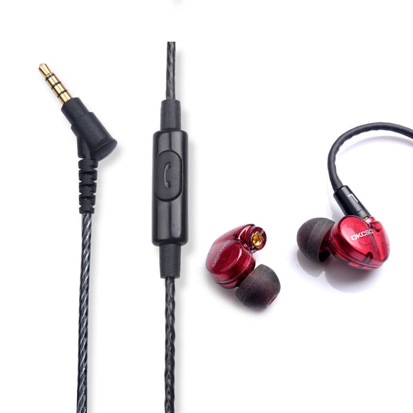 OKCSC DD3 Hifi Hybrid Dynamic 1BA 1DD In-Ear  MMCX Sports Earphone With Microphone