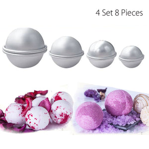 4 Set 8 Pieces Aluminium Bathroom Metal Bath Bomb Mold Fizzy Crafting DIY Mould Tool