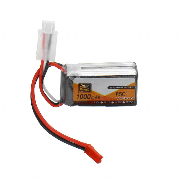 ZOP Power 7.4V 1000mAh 85C 2S Lipo Battery JST Plug for RC Model