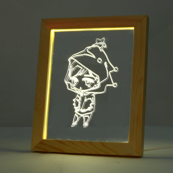 KCASA FL-710 3D Photo Frame Illuminative LED Night Light Wooden Girl Desktop Decorative USB Lamp