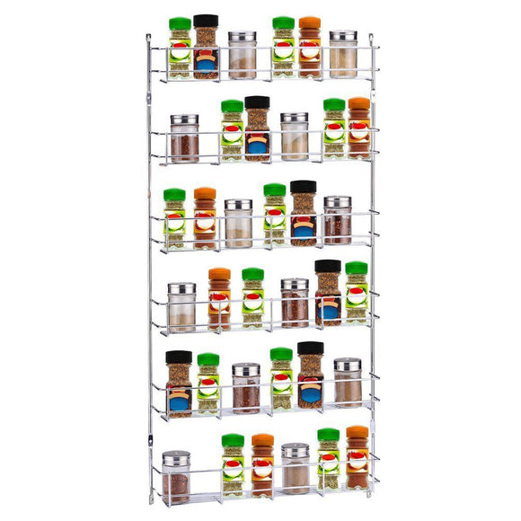 6 Layers Kitchen Spice Storage Rack Organizer Shelf Pantry Wall Mounted Hanging Holder