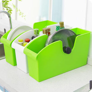 Multifunctional Plastic Upscale Kitchen Storage Box with Wheels Finishing Dishes Pot Rack