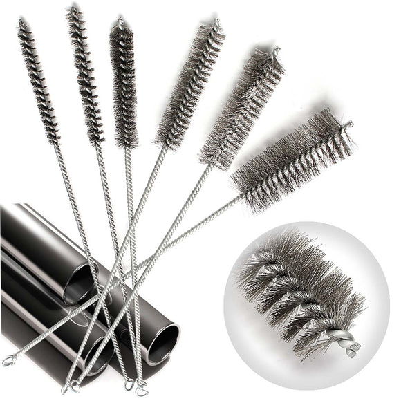 6Pcs 16 Inch Steel Round Tube Wire Gun Cleaning Brushes 3/8-1-1/2 Inch Brushes Bottle