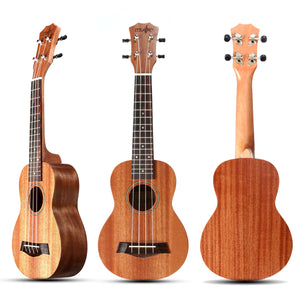 21 Inch 4 Strings 15 Frets Wood Color Mahogany Ukulele Musical Instrument With Guitar picks/Rope