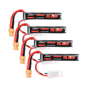 4Pcs URUAV 7.6V 300mAh 40C/80C 2S HV 4.35V Lipo Battery XT30 Plug for BETAFPV Whoop Quadcopter