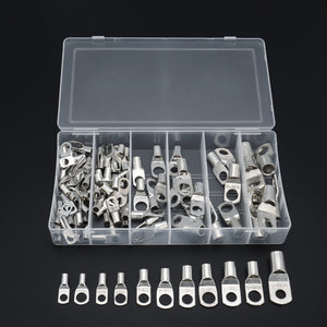 104Pcs Copper Cable Lugs Kit 6mm/10mm/16mm/25mm/35mm/50mm Battery Terminal Block 4WD