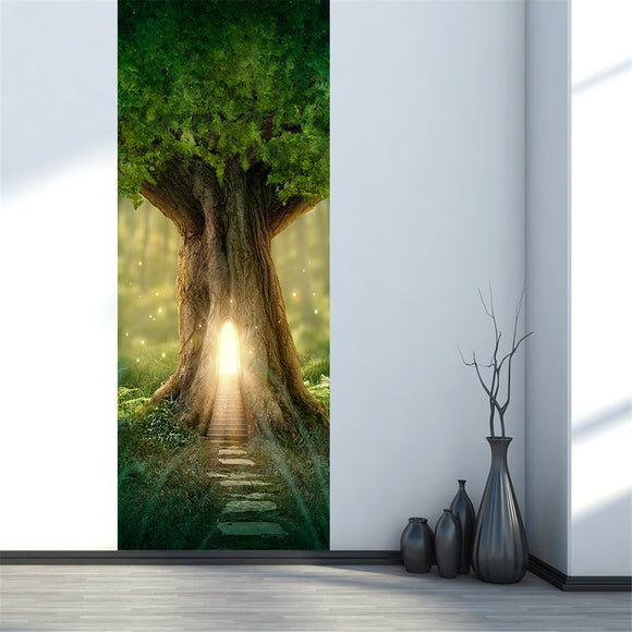 3D Tree Hole Door Sticker Mural PVC Waterproof Decals Home Wall Decorations