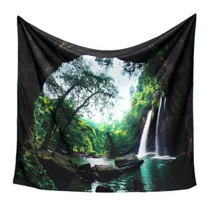 3D Trees Great Waterfall Print Wall Hanging Tapestry Decor Bedspread