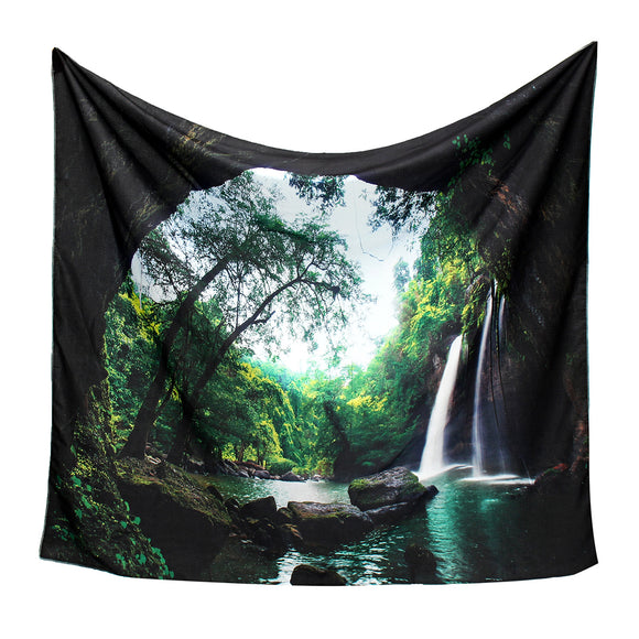 3D Trees Great Waterfall Print Wall Hanging Tapestry Decor Bedspread