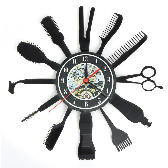 Quartz Hairdresser Barber Hair Salon Vinyl Record Wall Clock For Home Room Modern Decor