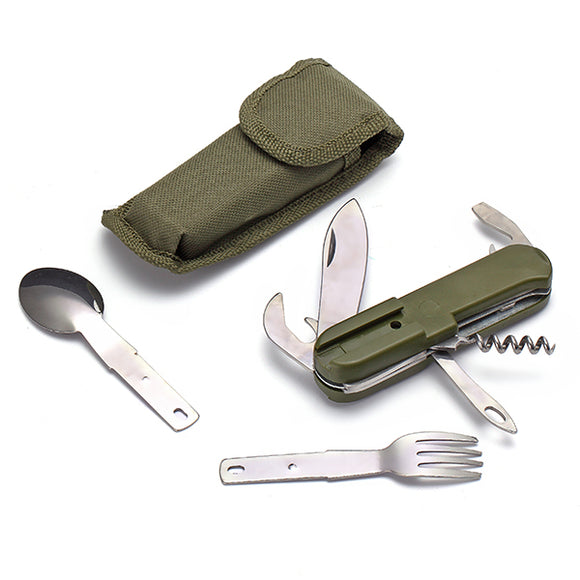 Outdooors Tableware Stainless Folding Camping Tool Multifunction Dinnerware