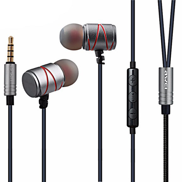 awei ES-910TY 3.5mm Metallic In-ear Wired Control Earphone Headphone With Mic