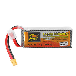 ZOP Power 14.8V 6500mAh 30C 4S XT60 Plug Lipo Battery RC Quadcopter Car