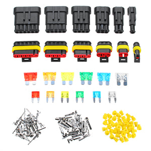 240Pcs 1/2/3/4/5/6 Pins Car Way Waterproof Electrical Terminal Wire Connector Plug Fuses