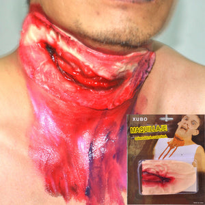 Halloween Props Slit Throat Cut Neck Fake Wound Scar Head Injury Trick Halloween Decoration