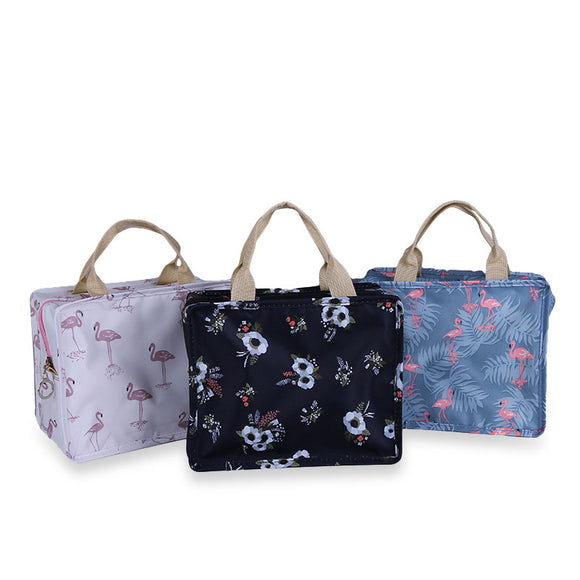 Creative Flamingo Print Handheld Insulation Pack Lunch Bag Student Dinner Bag Pack Picnic Diner Flow