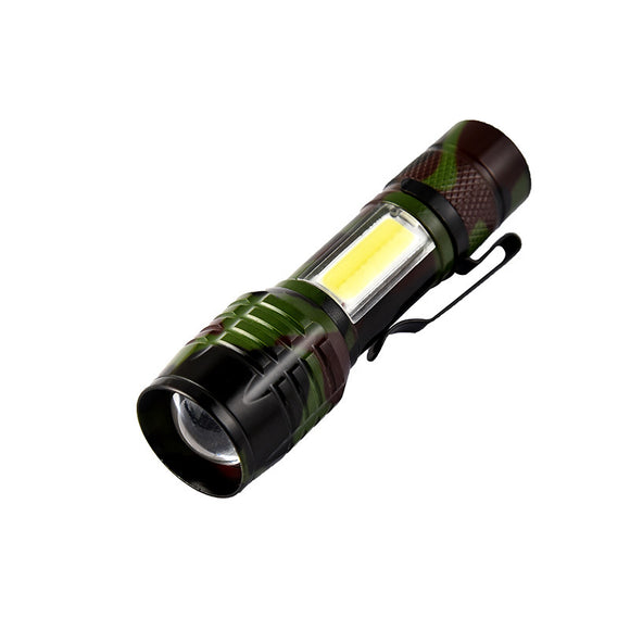 XANES 5W XPE+COB 800Lumens 5Modes Zoomable Waterproof Mini LED Flashlight Outdoor Portable Camouflage Mini LED Torch