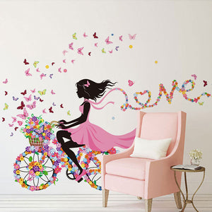 DIY Wall Sticker Kids Room Decoration Butterfly Princess Bike Girl Art Decal Home Mural