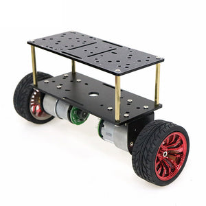 2Wd Double Layer Balance Chassis Smart Robot Car DIY Kit 65mm Plastic Wheel/Black Aluminum Panel