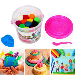 Children Kids 15 Pcs 12 Colors Rubber Mud Clay 3D Plasticine Safety Cutter Modeling Mud DIY