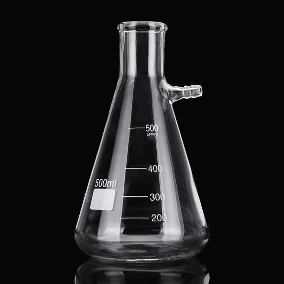 500mL Clear Borosilicate Glass Filtering Flask Vacuum Filtration Flask Bottle Lab Glassware