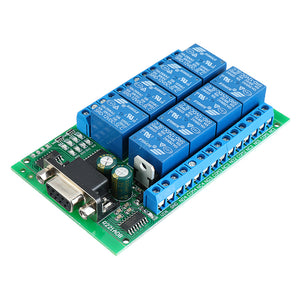 R221A08 8CH Serial Port Relay Module DB9 UART RS232 Remote Control Switch 12V DC for Smart Home