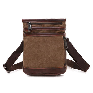 Men Canvas Casual Black Khaki Coffee Shoulder Crossbody Bag Wasit Bag