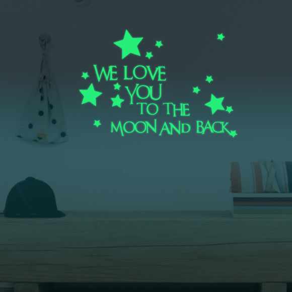 24x35cm We Love You Luminous Stars Wall Stickers Home Wall Decor Decor Glow In The Dark