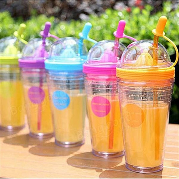 Multi-color Fruit Infusing Water Bottle Lovely Sport Juice Tumbler Bottle Tea Cup with Straw