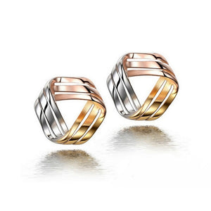 Women's 925 Sterling Silver Geometric Earrings Triple Color Ear Stud Gift for Party