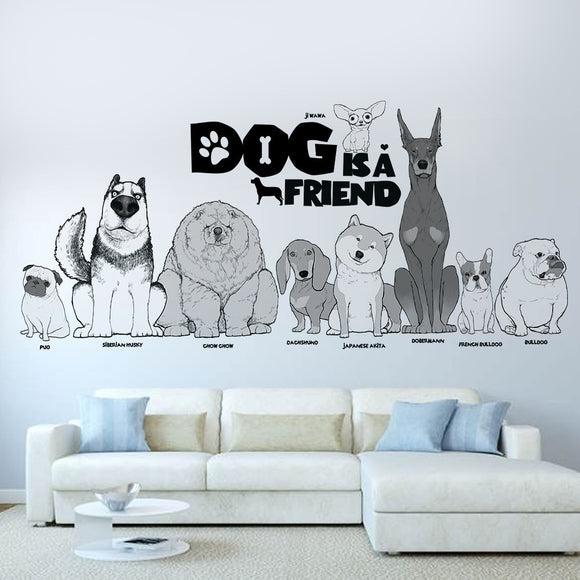 30*90 CM Cute Dogs  Wall Stickers Background Wall Stickers