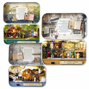 Cuteroom Old Times Trilogy DIY Box Theatre Dollhouse Miniature Tin Box With LED Decor Gift