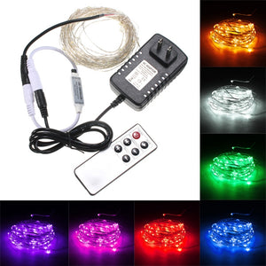 10M 100 LED Silver Wire Waterproof Fairy String Light Xmas Lamp With Adapter Remote