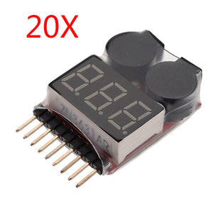 20 x 2 in 1 Lipo Battery Low Voltage Tester 1S-8S Buzzer Alarm