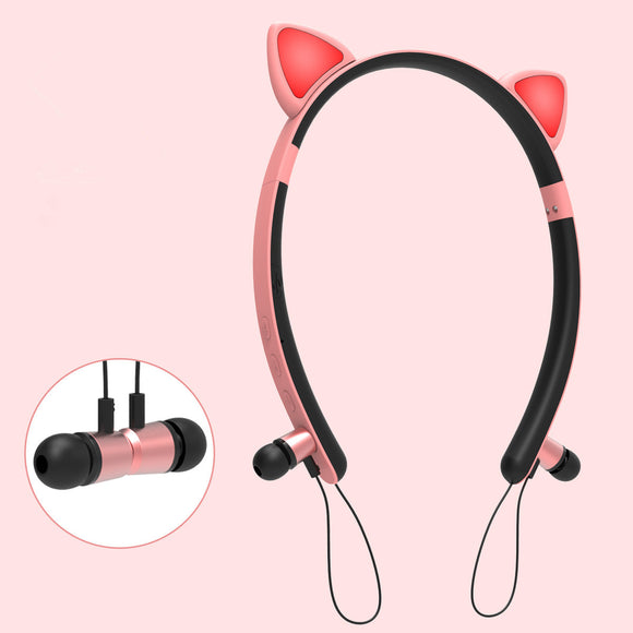 Bakeey ZW29 Cat Ear Cartoon Cute Magnetic bluetooth Earphone Headband Lighting Sports Headphone for Women Gifts