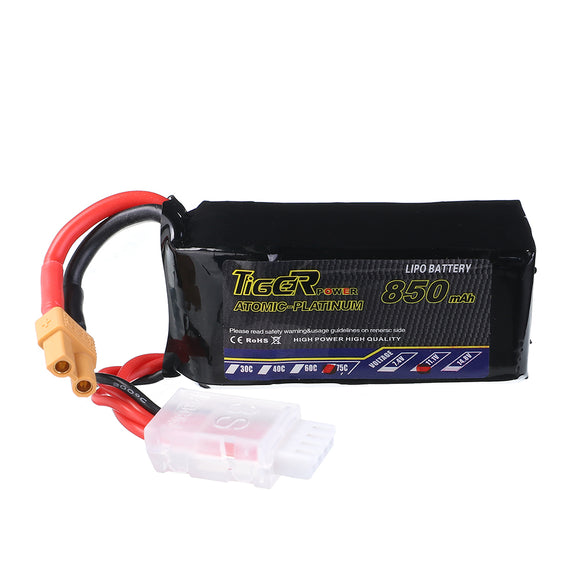 Tiger Power 11.1V 850mAh 75C 3S XT30 Plug Lipo Battery for FPV RC Drone