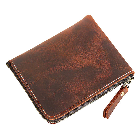 Men Genuine Leather Short Handwork Retro Wallet