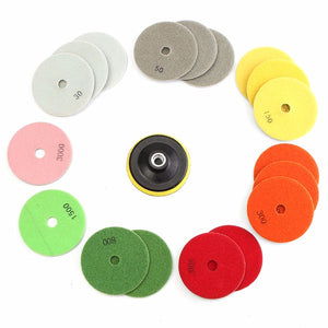 19pcs 4 Inch 30-3000 Grit Diamond Polishing Pads with M16 Backer Pad