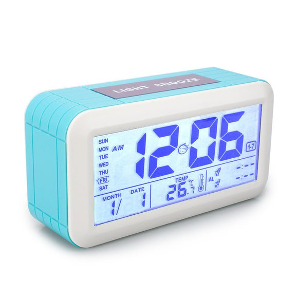 Digital LCD Display Multi-functional Electronic Alarm Clock With Time Date Week Temperature