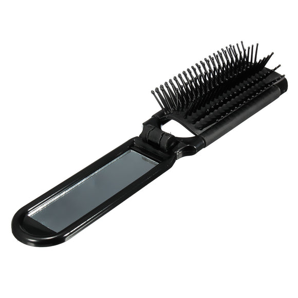 Portable Folding Comb Mirror Travel Hairbrush Light Weight Pocket Hairbrush