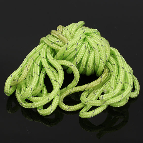 5M Silk Tent Ropes High Visibility Green Reflective for Hiking