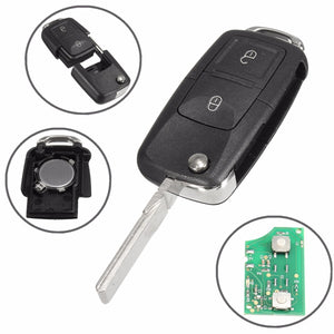 Car 433MHz ID48 Chips 2 BTN Remote Key Alarm Fob Flip Uncut for VW 1J0 959 753 AG