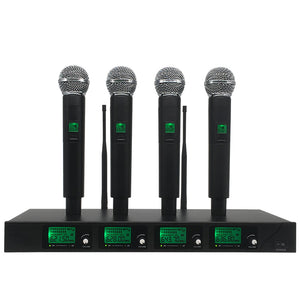 ERZhen Professional 4 Channel Wireless Microphone System 4 Handheld Mic with Digital Display