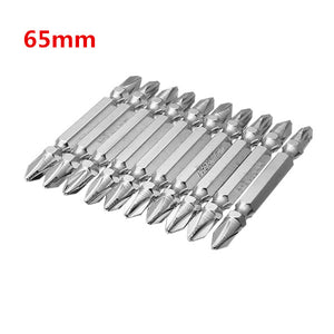 10pcs 65mm PH2 S2 Alloy Steel Magnetic Double Head Electric Screwdriver Bit Set