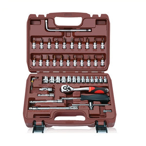 47PCS Universal Car Repair Tool Ratchet Set Torque Wrench Combination Bit A Set Of Keys Multifunction DIY Toos